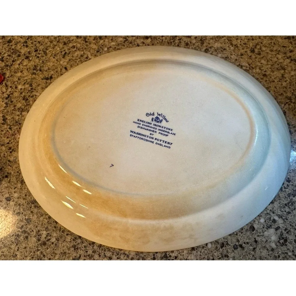 Vintage Old Willow English Ironstone Oval Platter 11 3/8